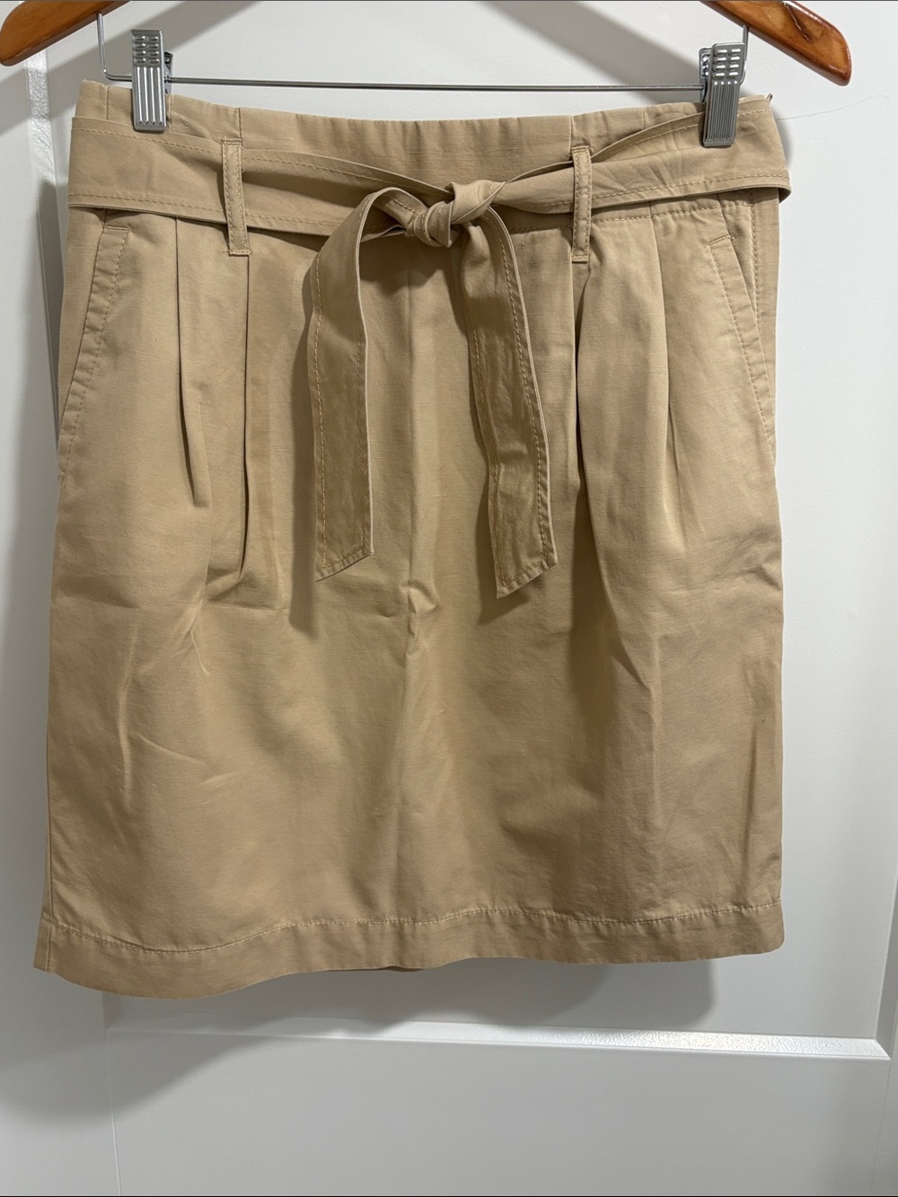 LOFT Khaki Tie-Waist Mini Skirt
